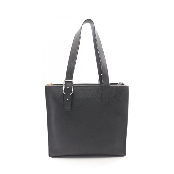 LOEWE Buckle Horizontal Anagram Tote shoulder Bag leather Black Used mens
