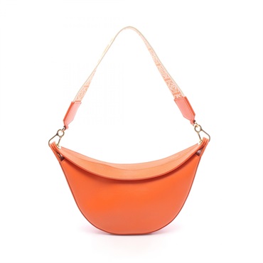 LOEWE Luna SMALL Shoulder hand Bag leather Orange Used Women