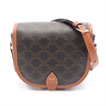CELINE Folco Medium Triomphe Shoulder Crossbody Bag 191502BZJ.04LU canvas Used