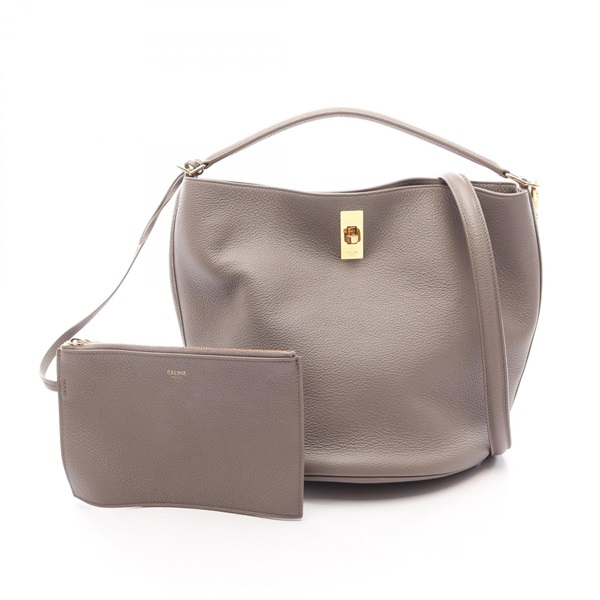 CELINE Bucket 16 Shoulder Tote Handbag leather Beige GHW Used Women