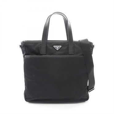 PRADA TESSUTO+SAFFIANO shoulder crossbody Business bag 2VG033 Nylon leather BK