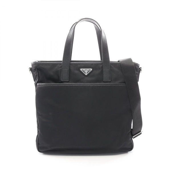 PRADA TESSUTO+SAFFIANO shoulder crossbody Business bag 2VG033 Nylon leather BK