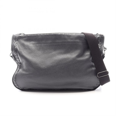 BOTTEGA VENETA Intrecciato Shoulder crossbody Bag leather Black Used mens
