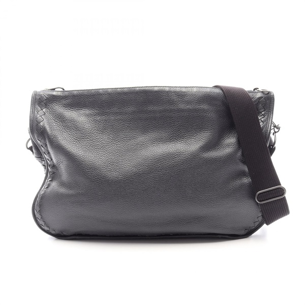 BOTTEGA VENETA Intrecciato Shoulder crossbody Bag leather Black Used mens