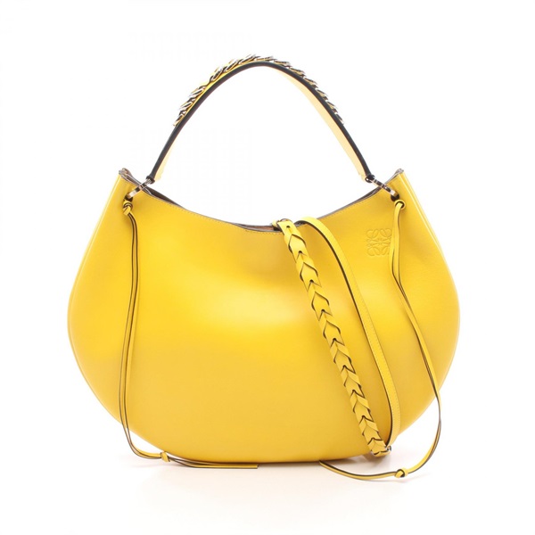 LOEWE Fortune Hobo shoulder Handbag leather Yellow Used Women
