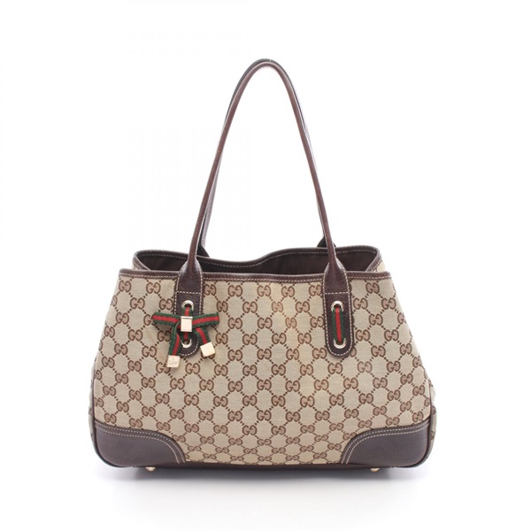 GUCCI Princy Sherry Line GG Canvas Tote shuolder Bag 163805 leather Beige Brown