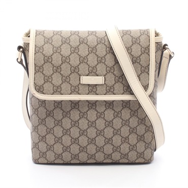 GUCCI GG Supreme Shoulder crossbody Bag 223666 canvas leather Beige Brown used