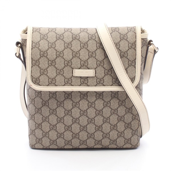 GUCCI GG Supreme Shoulder crossbody Bag 223666 canvas leather Beige Brown used