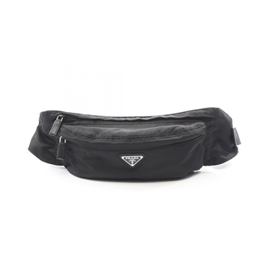 PRADA Triangle logo Waist Belt Crossbody Bag Nylon Saffiano leather Black Used