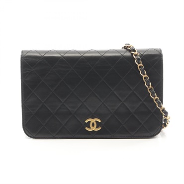 CHANEL Matelasse Chain Shoulder Bag A03568 Lamb sheep leather Black Used GHW