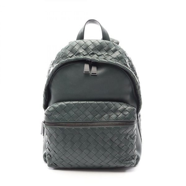 BOTTEGA VENETA Intrecciato Rucksack Backpack bag leather Green Used mens