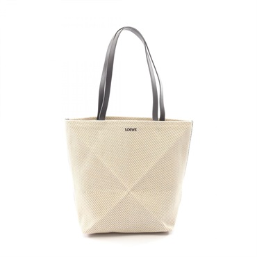 LOEWE Puzzle Fold Tote Medium Shoulder Bag A779G50X34 canvas leather Beige Used
