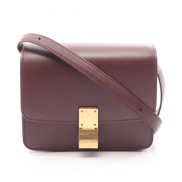 CELINE Classic Box Small Shoulder Crossbody Bag 189183 leather Bordeaux Used