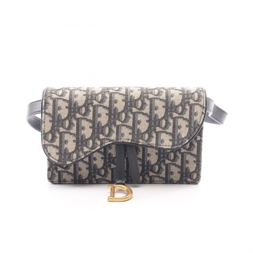 Christian Dior SADDLE Oblique Jacquard Waist Belt Bum Bag canvas leather Used