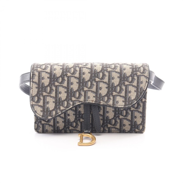 Christian Dior SADDLE Oblique Jacquard Waist Belt Bum Bag canvas leather Used