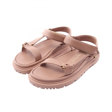 Christian Dior D-Wave Flat Sandals Shoes leather Pink Women