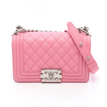 CHANEL Boy Chanel Small Chain Shoulder Handbag A67085 Calf eather Pink SHW Used