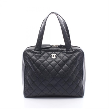 CHANEL Matelasse Tote Bag Grained Calfskin leather Black Used Women SHW