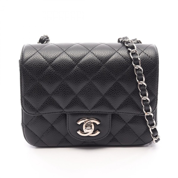 CHANEL Mini Matelasse chain crossbody Shoulder Bag A35200 leather Black Used SHW