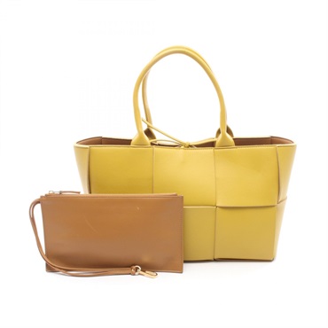 BOTTEGA VENETA Small Arco Tote Handbag leather Yellow Used Women
