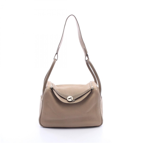 HERMES Lindy 30 Bicolor Shoulder Bag 073426CK Clemence leather Beige Gray used L