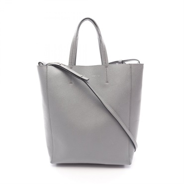 CELINE Vertical Cabas Small shoulder crossbody Handbag leather Gray Used Women