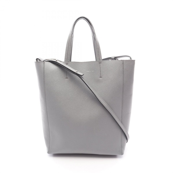 CELINE Vertical Cabas Small shoulder crossbody Handbag leather Gray Used Women