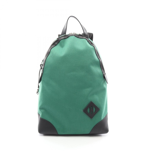 HERMES Sac a Dos Allback Rucksack Backpack canvas leather Green SHW Used U