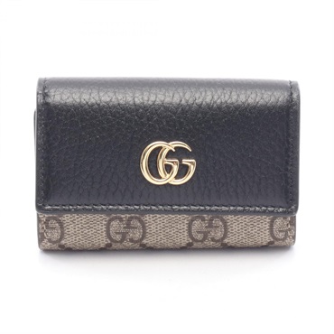 GUCCI GG Petit Marmont key holder 456118 leather PVC Beige Brown Black Used