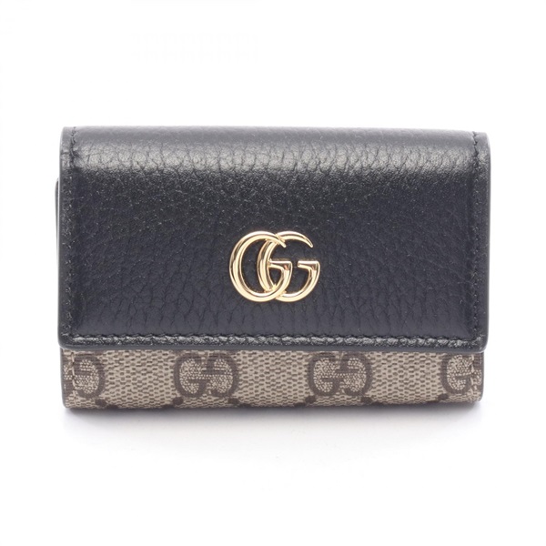 GUCCI GG Petit Marmont key holder 456118 leather PVC Beige Brown Black Used