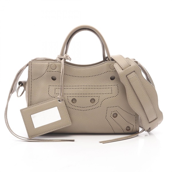 BALENCIAGA Blackout City XS Shoulder Crossbody Handbag 490610 leather Beige Used