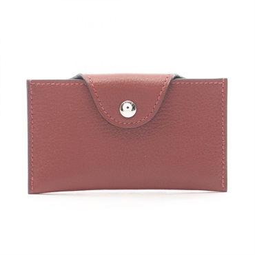 HERMES Iliad Card Case Holder 084986CK Evercolor leather Rouge H SHW Used B