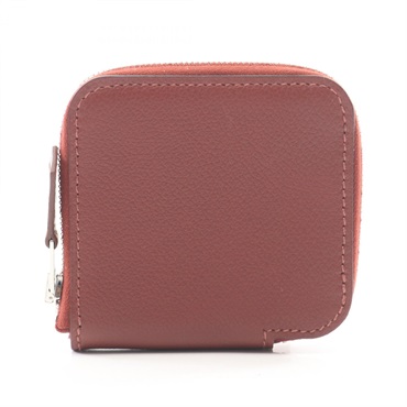 HERMES Azap Compact Mini Silk In coin purse Evercolor leather Rouge H Used B SHW