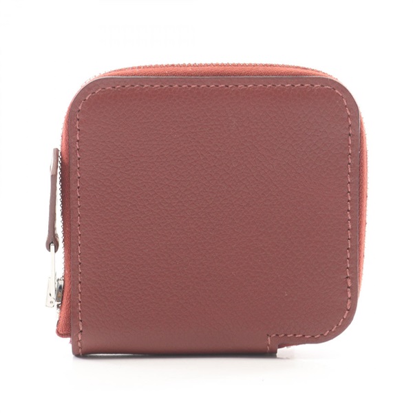 HERMES Azap Compact Mini Silk In coin purse Evercolor leather Rouge H Used B SHW