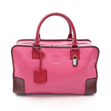 LOEWE Amazona 36 Square Handbag leather Pink Red Brown Used Women