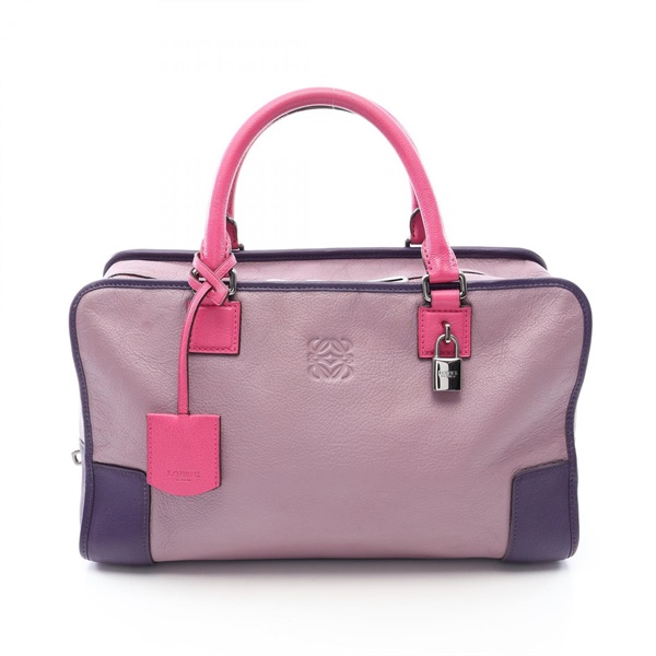 LOEWE Amazona 36 Square Handbag leather Purple Pink Used Women