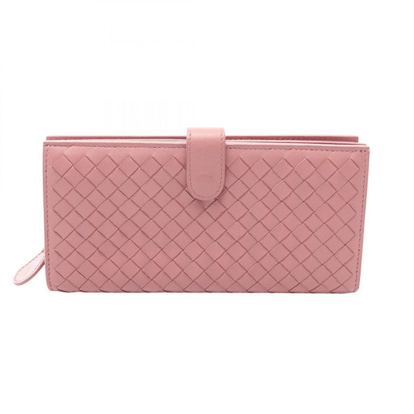 BOTTEGA VENETA Intrecciato Bifold purse wallet leather Pink Used Women