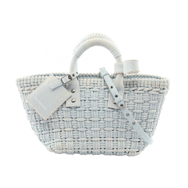 BALENCIAGA BISTRO XS Basket Shoulder Crossbody Tote Handbag denim Blue Used
