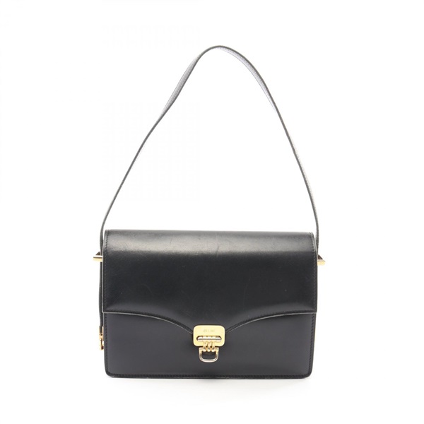 CELINE Shoulder hand Bag leather Black Used Women