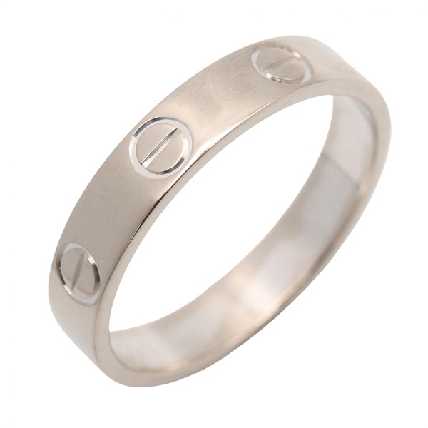CARTIER Mini Love Ring 18KWG White Gold Used unisex  US size 6 #52