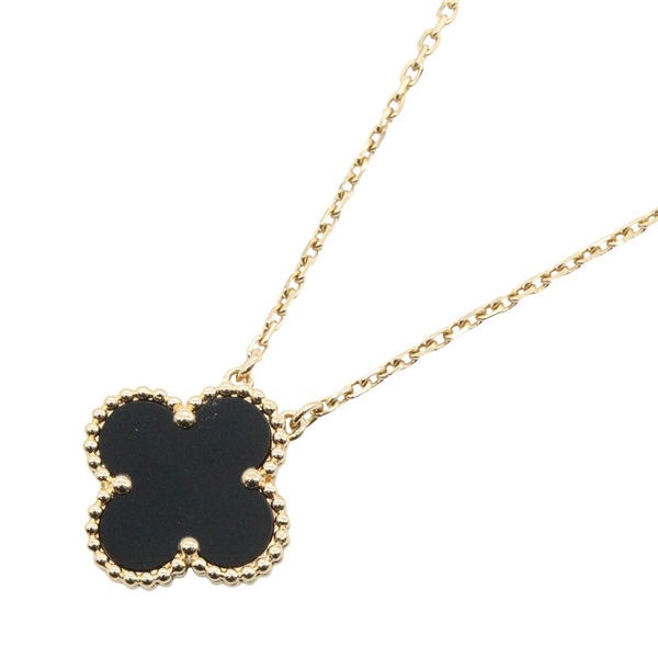 Van Cleef & Arpels Vintage Alhambra Onyx Necklace 18KYG Yellow Gold Used Women