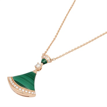 BVLGARI Diva Dream Diamond Malachite Necklace 18KRG Pink Rose Gold Used Women