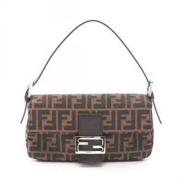 FENDI Mamma Bucket Zucca Shoudler Handbag 26424 canvas leather Brown Used Women