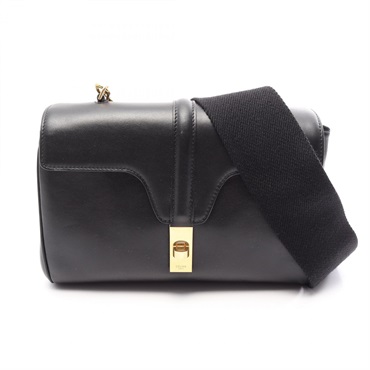 CELINE teen soft 16 crossbody Shoulder Bag leather Black Used Women