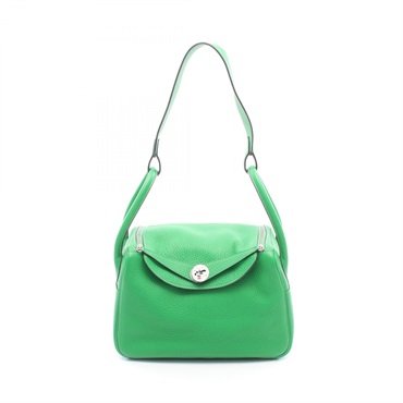 HERMES Lindy 26 Hand Shoulder Bag Clemence leather Green Bamboo Used Women SHW R