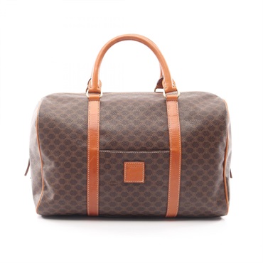 CELINE Macadam travel Handbag PVC coated canvas leather Brown Beige Used Women