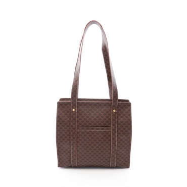 CELINE Macadam Tote shoulder Bag canvas leather Brown Used Women