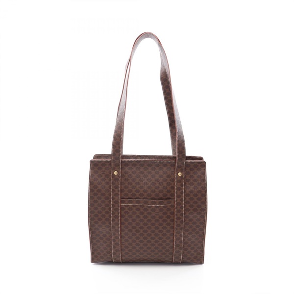 CELINE Macadam Tote shoulder Bag canvas leather Brown Used Women