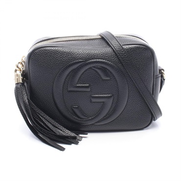 GUCCI SOHO Disco Interlocking G Shoulder Crossbody Bag 308364 leather Black Used