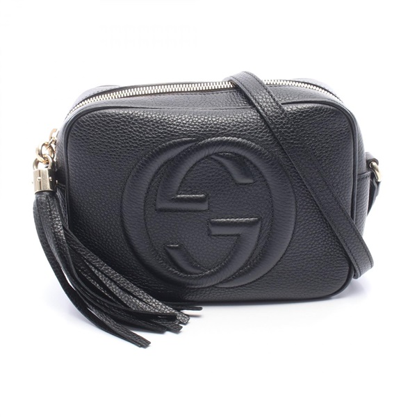 GUCCI SOHO Disco Interlocking G Shoulder Crossbody Bag 308364 leather Black Used